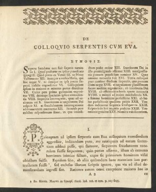 De Colloqvio Serpentis Cvm Eva