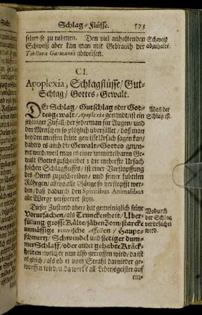 CI. Apoplexia, Schlagflüsse/ Gut-Schlag/ Gottes-Gewalt. - CX. Apepsia. Magen-Dauung so geschwächt.