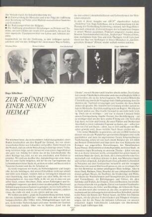 Zur Gründung einer neuen Heimat