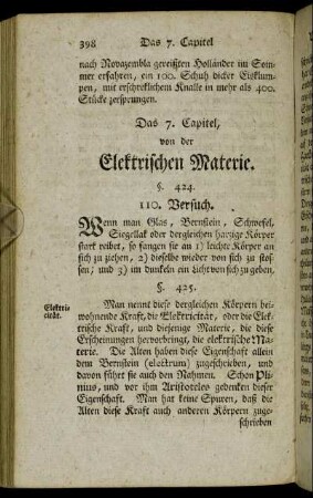 Das 7. Capitel, von der Elektrischen Materie.