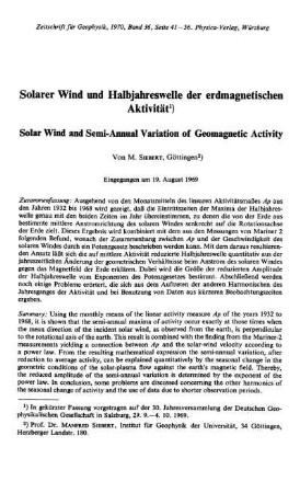 Solarer Wind und Halbjahreswelle der erdmagnetischen Aktivität