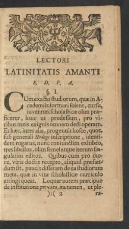 Lectori Latinitatis Amanti
