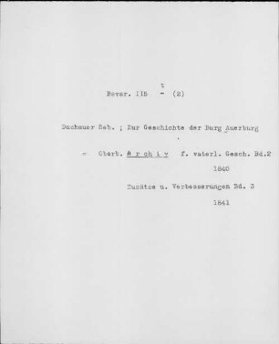 Alter Realkatalog (1501-1952), Teil Bayern, Auerburg-Aufham. Auerburg-Aufham - BSB Cbm Cat. 805(1 b Auerburg-Aufham