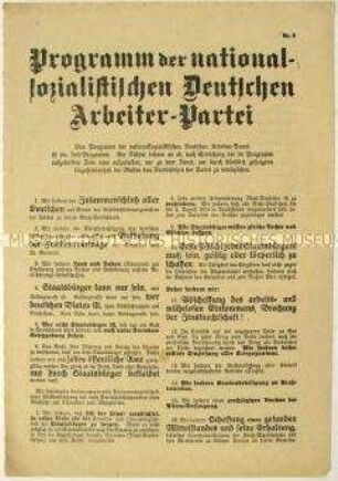 Flugblatt mit dem politischen Programm der NSDAP