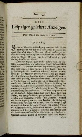 No. 95. Den 26ten November 1790.