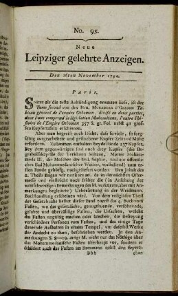 No. 95. Den 26ten November 1790.