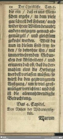 Das 4. Capitel. Von Nutzen der Widerwertigkeit