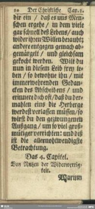 Das 4. Capitel. Von Nutzen der Widerwertigkeit