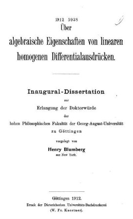 Über algebraische Eigenschaften von linearen homogenen Differentialausdrücken