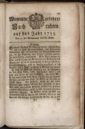 Den 21. des Weinmonats. XXXIII. Stück.