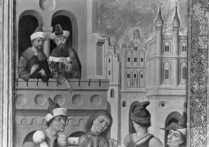 Hauptaltar — Szenen aus dem Leben der Heiligen Nikolaus und Viktor — Szenen aus der Viktorslegende — Viktor wird am Strick durch die Straßen geführt
