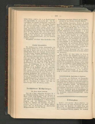Verschiedene Mittheilungen.