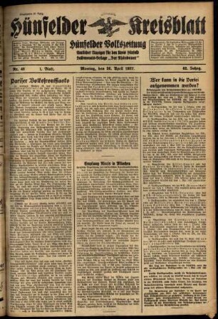 Erste Ausgabe vom Montag, den 26. April 1937.