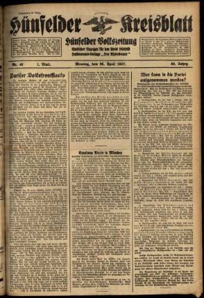 Erste Ausgabe vom Montag, den 26. April 1937.
