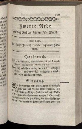 Zweyte Rede auf das Fest der Himmelfahrt Mariä.