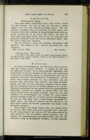 Jacob Grimm an August Wilhelm von Schlegel, Göttingen, 26.01.1834