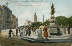 Leipzig: Rossplatz mit Mägdebrunnen ; Neues Rathaus