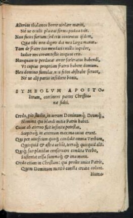 Symbolum Apostolorum, continens partes Christianae fidei.