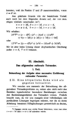 III. Abschnitt - Das allgemeine rationale Tetraeder.