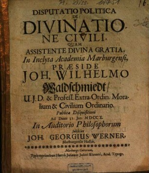 Disputatio Politica De Divinatione Civili