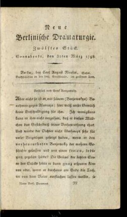 Zwöftes Stück. Sonnabends, den 31ten März 1798