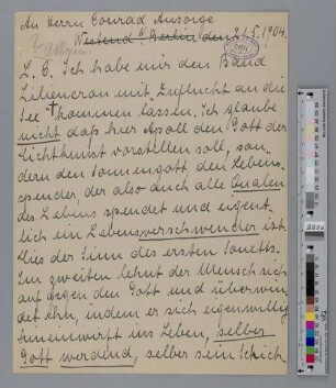 Brief an Konrad Ansorge