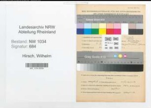 Entnazifizierung Wilhelm Hirsch , geb. 15.06.1908 (Oberst)