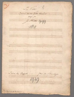 Rondos, pf, op. 99/5, As-Dur, Excerpts - BSB Mus.Schott.Ha 4729-2 : [title on p. 1, autograph:] La Valse // Rondeau sur une Valse Allemande // comp: par // Fr: Hünten // Londres chez Chappell - Paris chez Schoenenberger.