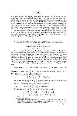 Einige algebraische Aufgaben mit vollständigen Berechnungen