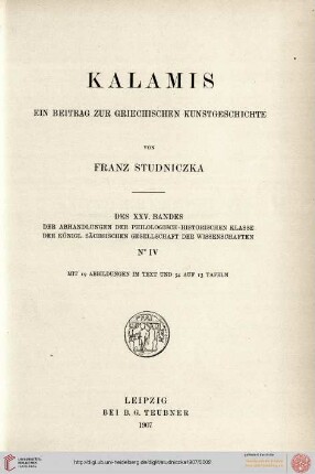 Kalamis : Ein Beitrag zur griechischen Kunstgeschichte