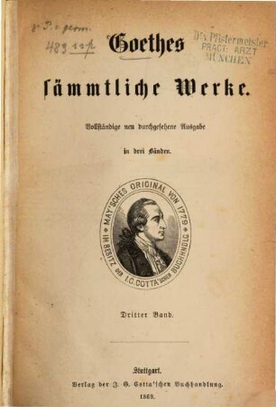 Goethes sämmtliche Werke, 3