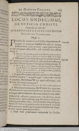 Locus Undecimus, De Officio Christi