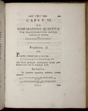 Caput VI. De comparatione quantitatum transcendentium contentarum in forma.