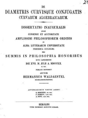 De diametris curvisque conjugatis curvarum algebraicarum