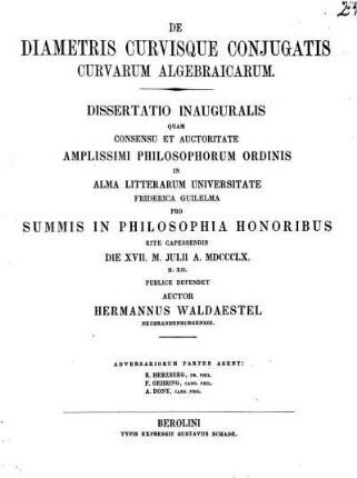 De diametris curvisque conjugatis curvarum algebraicarum