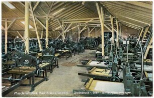 Maschinenfabrik Karl Krause, Leipzig : Steindruck-, Glätt- u. Packpressenlager