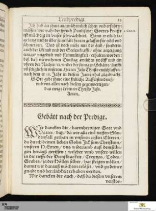 Gebätt nach der Predigt