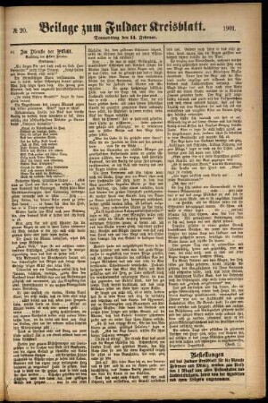 Zweite Ausgabe vom Donnerstag, den 14. Februar 1901.