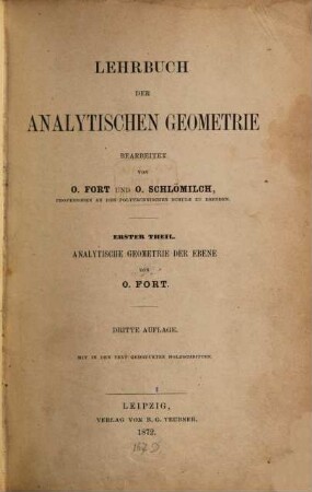 Lehrbuch der analytischen Geometrie, 1