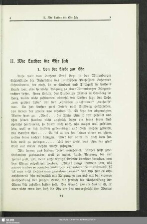 II. Wie Luther die Ehe sah