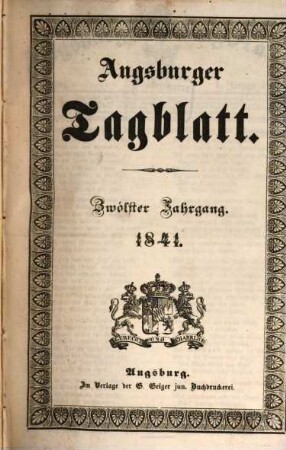 Augsburger Tagblatt. 1841,1/6