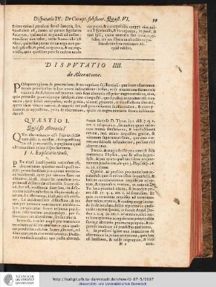 DISPVTATIO IIII. de Alteratione.