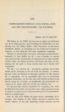 LVI. Commissarissen-generaal over Nederl.Indie aan den directeur-gen. van kolonien
