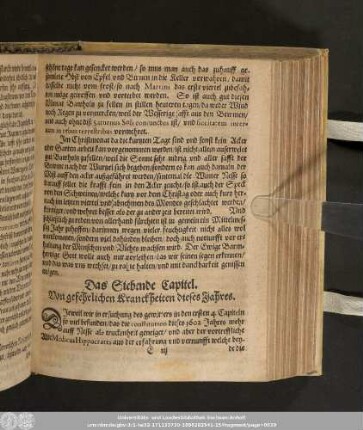 Das Siebende Capitel. Von gefehrlichen Kranckheiten dieses Jahres.