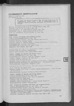 Fachbereich Orientalistik