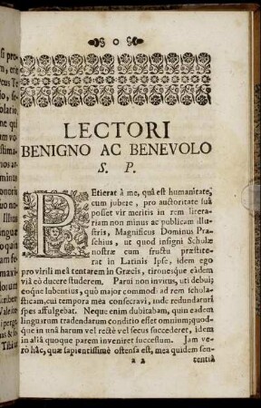 Lectori Benigno Ac Benevolo S. P.