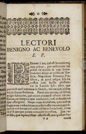 Lectori Benigno Ac Benevolo S. P.