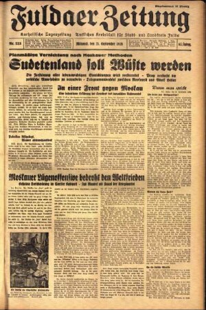 Ausgabe vom Mittwoch, den 28. September 1938.