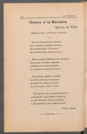 Himno a la bandera : Música de Wille. - (Escrito para "Las Salas de Asilo")