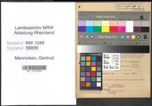 Entnazifizierung Gertrud Mennicken , geb. 01.12.1906 (Lehrerin)